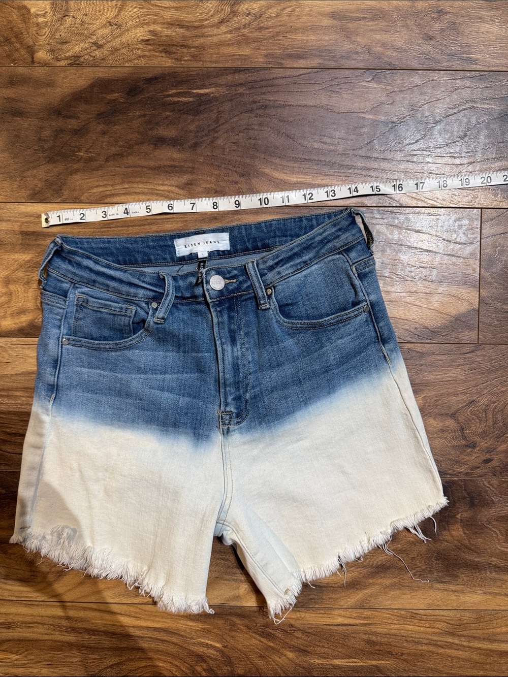 Rag & Bone Two-Tone Dip Dye Denim Shorts in Blue/White